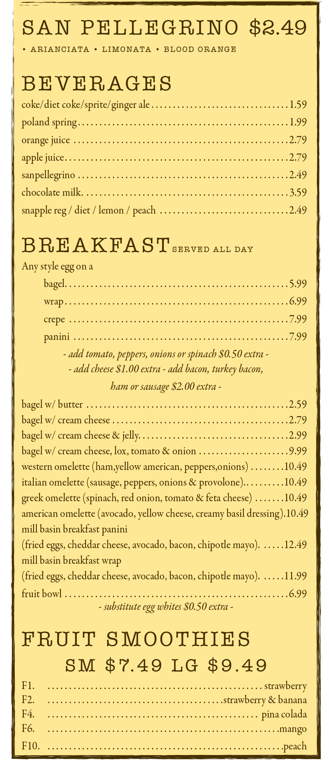 Mill Basin Location Menu photos